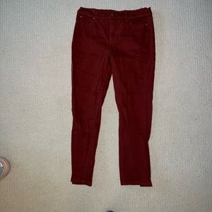 The sunset crop flare Ecru burgundy jeans